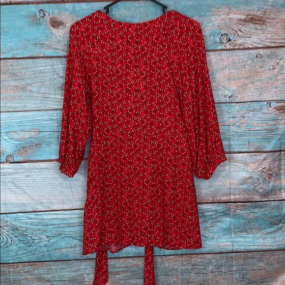Free People NWT Clara Front Tie Tunic Dress Red - Picture 6 of 7